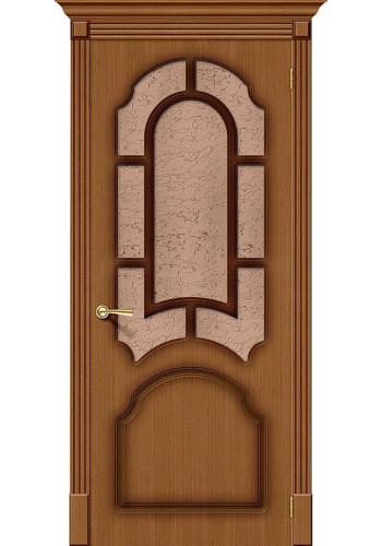 Межкомнатная дверь Соната, со стеклом, цвет Орех